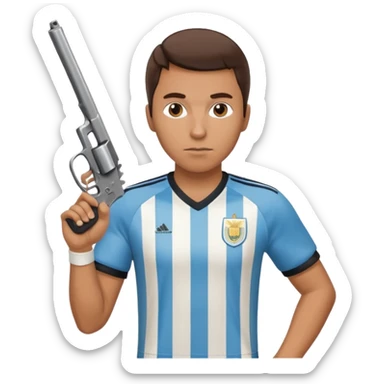 haz un turro con una biszera para atras y con un arma remera argentina pero arma de fuego que tenga un revolver  solo sticker