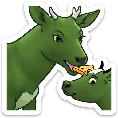 Deer eating a cow sticker