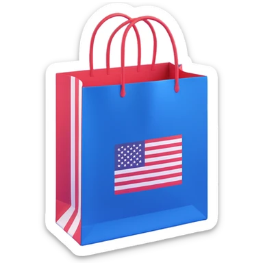 shopping bag with USA flag pattern sticker