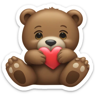 Bear holding heart sticker