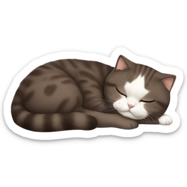 Scottish fold dark brown kitty sleeping on brunette white girl's lap sticker