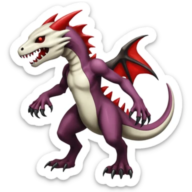 Shiny White Evil Glowing Eldritch Marowak-Salandit-Duskull-Darkdramon-fusion with bloody red markings sticker