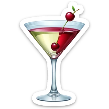 martini glass with burgundy cherry decoration sticker