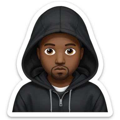 kanye west with black hoodie sticker