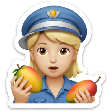 make a 67 mason eating mango name river but make him have blonde hair and a visor sticker