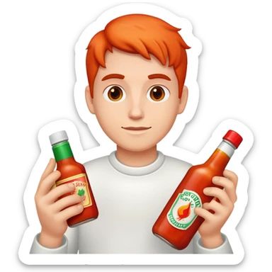 Me holding a bottle of hot sauce  sticker