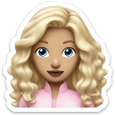 Scandi girl with a blowout blonde haie Blue eyes pink lips  sticker