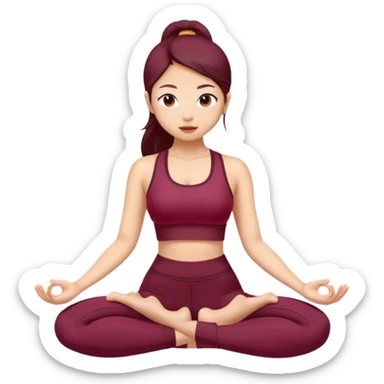 asian yoga girl light Burgundy clothes  sticker
