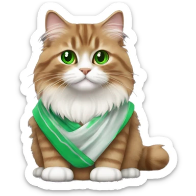 Brown Siberian cat with green eyes dressed as obi wan kenobi  sticker