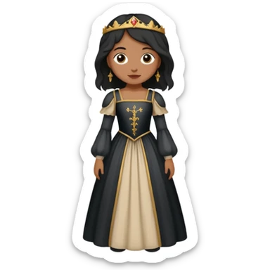 Crea a una chica de pelo corto color negro con vestido medieval sticker