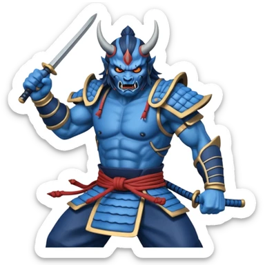 blue samurai oni sticker