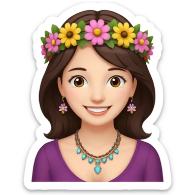 Women brunet with Flower Crown and Necklace sticker