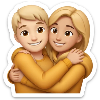 Two characters hugging each other warmly sticker