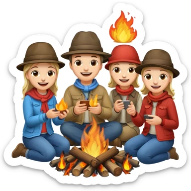 people gathering the campfire sticker