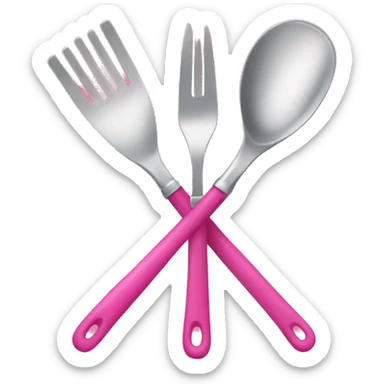 Pink utensils sticker