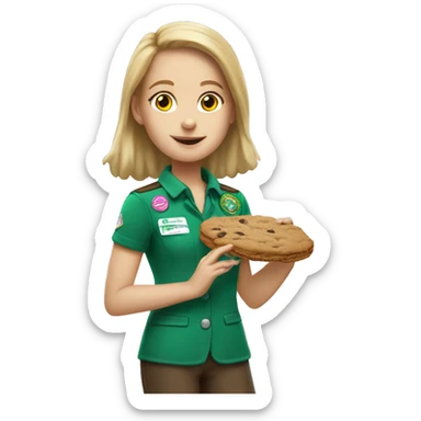 white girl scout selling cookie sticker