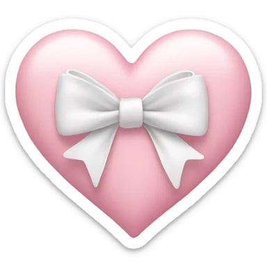 Pastel pink heart with white bow sticker