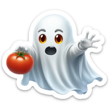 Cute Ghost throwing tomato sticker