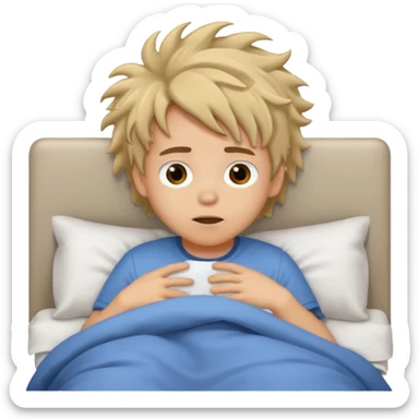 emoji- of a cute boy waking up in bed sticker