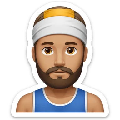 man bearded sport headband sticker