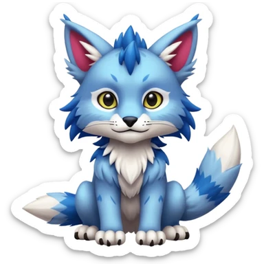 Colorful exotic tropical kawaii edgy cute Lynx-Sergal-Vernid-Fakémon-Pokémon-creature (full body) sticker