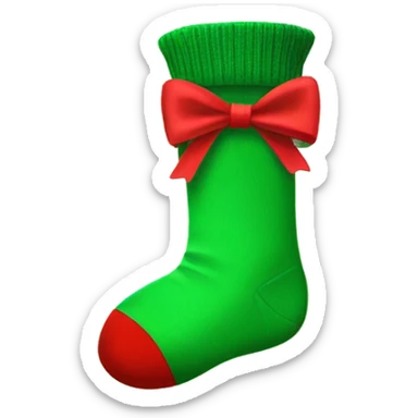 Red sock with green bow  sticker