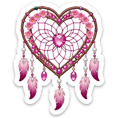 Sakura flower heart Cœur pastel suncatchers gemstones beadspearls crystals dreamcatcher sticker