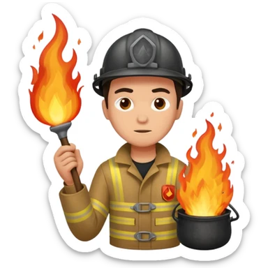 человек тушит огонь sticker