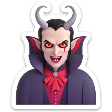 Vampire with demonic horns sticker