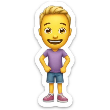 Draw a figure one with legs, arms and a face as if for a children's cartoon on a transparent background  sticker