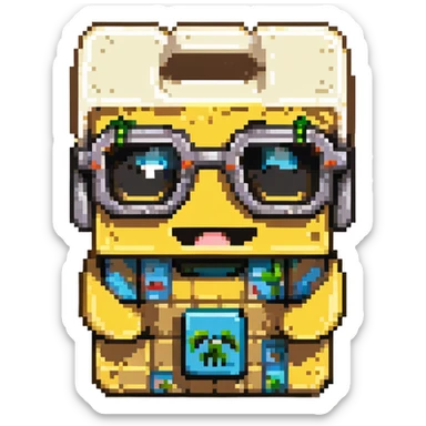 sponge with buck teeth and glasses wearing a Minecraft shirt sticker