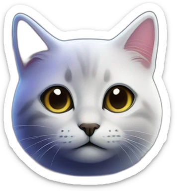 surprising small cat face on spreading out nebula with dark cosmic space background sticker