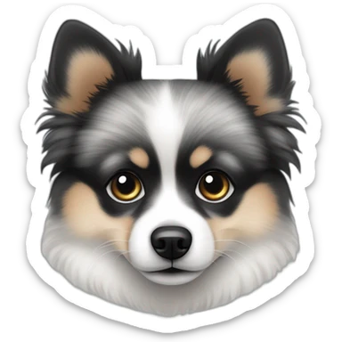 Black and gray Merle Pomeranian with heterochromia sticker