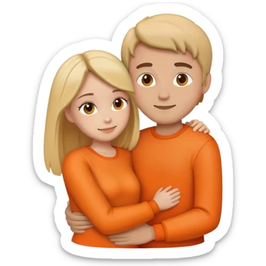 Couple hugging orange sticker