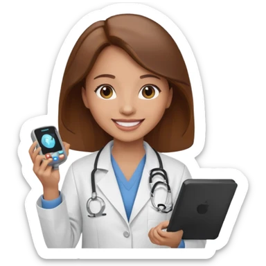 Can you make an emoji of a light skin brown hair ultrasound technician sticker