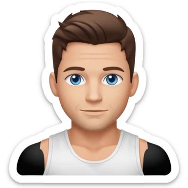 Jeff Timmons blue eyes, brown hair, white tank top sticker