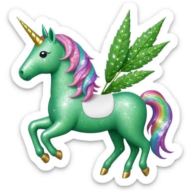 Weed leaf with a Glitter unicorn  sticker