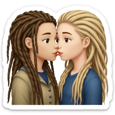 Two girls kissing one with dreads sticker