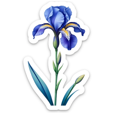 single Sky Blue Iris, straight stem sticker