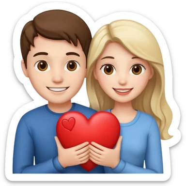 romantic love, romantic couple holding a heart sticker