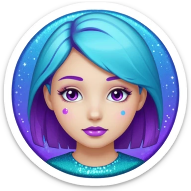 1 human girl Glitter purple and cian inner circle sticker