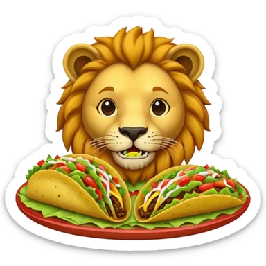 taco eating lion sticker