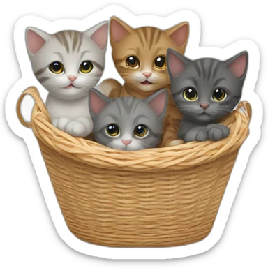 Cute three kittens in a basket. sticker