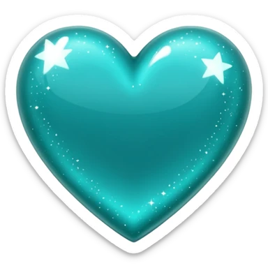 Teal heart with sparkles sticker