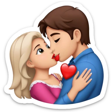 beso enamorados rubio y morena sticker
