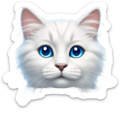 Blind white cat cute sticker