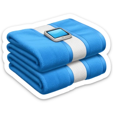 blue hotel room towel sticker