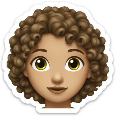 Brown hair Curly girl with green eyes sticker