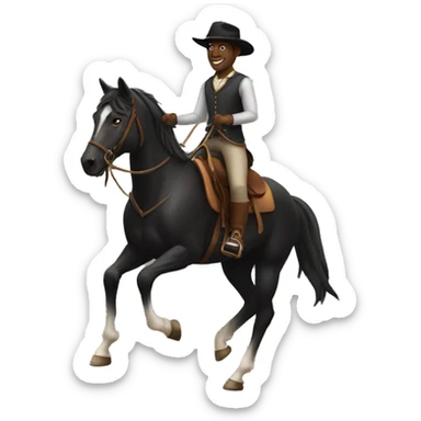 Tall black man riding a horse sticker
