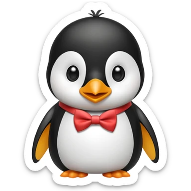 Penguin wear cute bow tie sticker